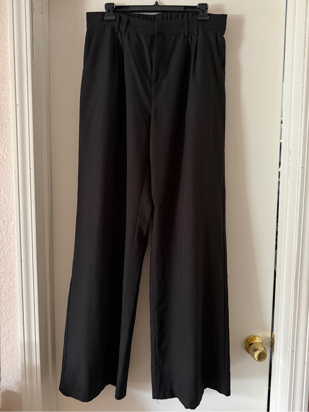 Women's Black Wide-Leg Trousers - Tailored High-Rise